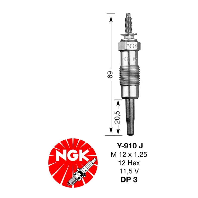 Свеча накаливания NGK DP03-Y910J (3617)