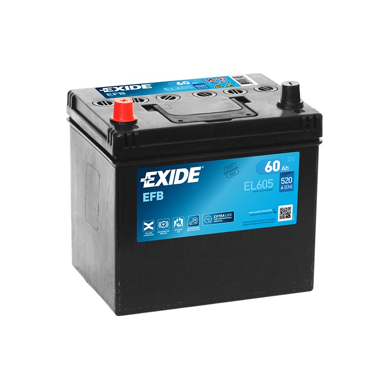 EXIDE EL605 EFB 60Ah 520A (EN) 12V battery