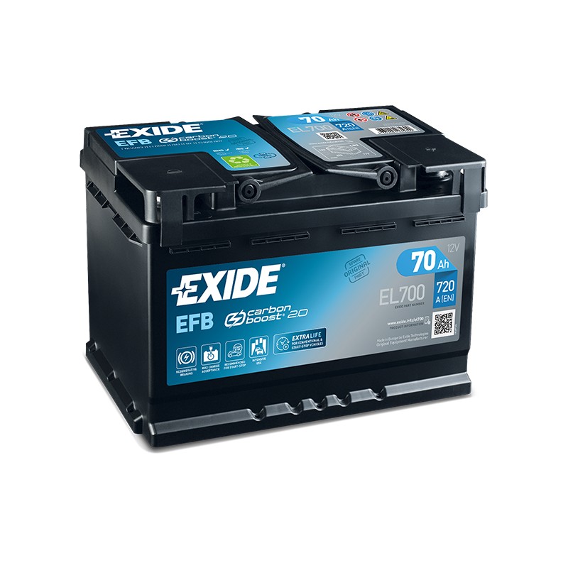 EXIDE EL700 EFB 70Ah 720A (EN) 12V battery