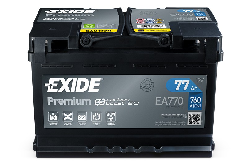 Autobatéria EXIDE PREMIUM 77Ah, 12V, EA770 - Battery Import SK