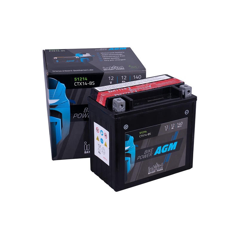 Motorcycle Battery CTX14-BS 12V 12Ah Replaces YTX14-BS