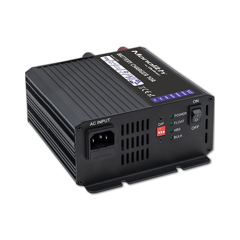 Qoltec Smart Monolith charger 12V, 10A (51958) for LiFePO4, AGM, GEL, SLA batteries