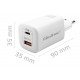 Charger Qoltec GaN Ultra (50765) 65W USB-C / USB (white)