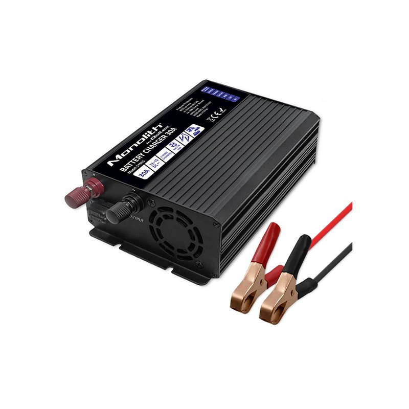 Qoltec Smart Monolith charger 12V, 30A (51955) for LiFePO4, AGM, GEL, SLA batteries