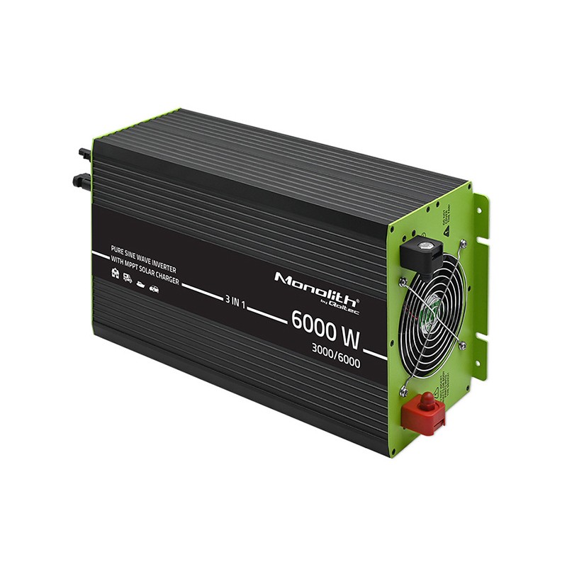 Inverter Qoltec Pure Sine Wave Monolith + MPPT + charger (51915) 3000W 12V